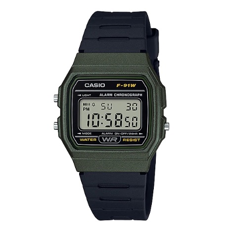 Relógio Feminino Casio Digital F-91WM-3ADF - Verde/Preto