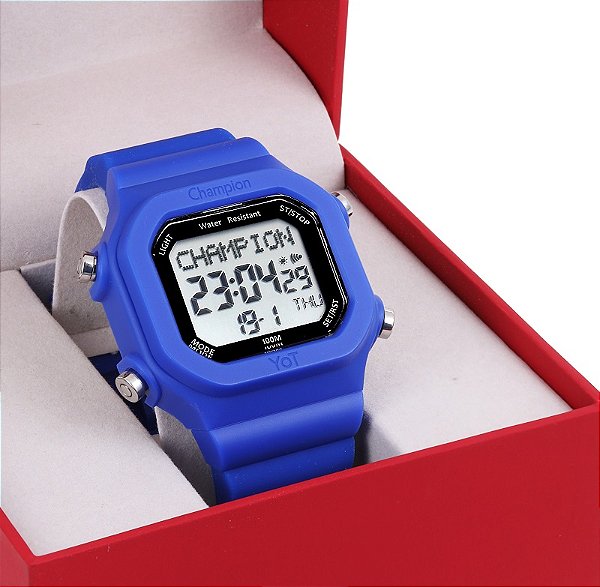 Relógio Masculino Digital Esportivo Champion YoT Azul Royal CP40181F Prova D'Água