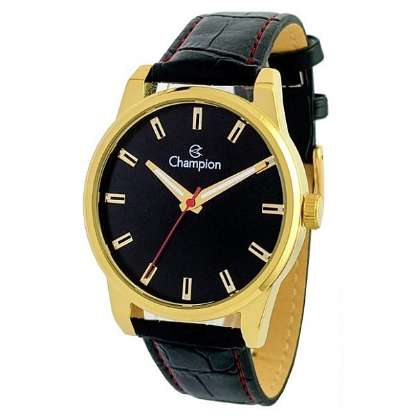 Relógio Masculino Champion Casual Couro Preto CN21452P