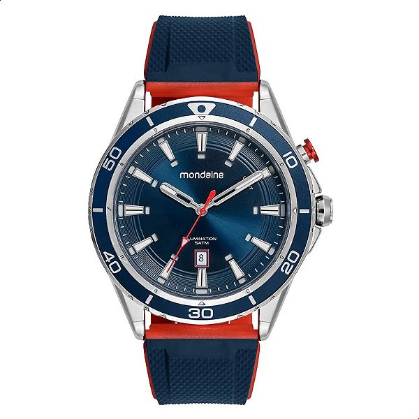 Relógio Masculino Mondaine Lumination Azul Silicone Calendário 32899G0MVNI1