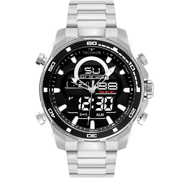 Relógio de Pulso Masculino Technos Anadigi Ts Digitech Prata BJK626AA/1K