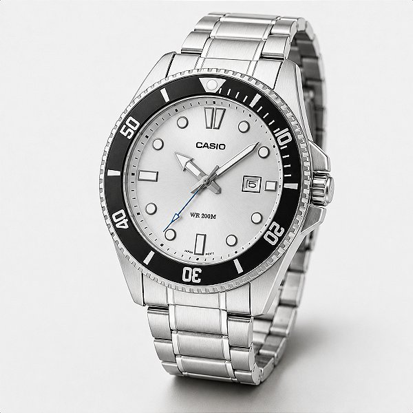 Relógio Masculino Casio Aço Prata Prova D'Água MDV-107D-7AVDF