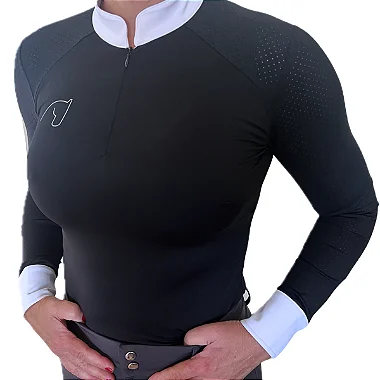 Camisa Feminina de Manga Longa para Hipismo Preta - Jumper