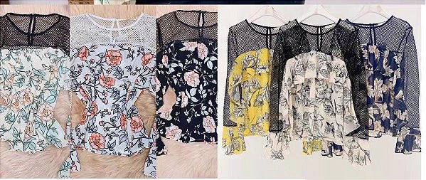 Blusa de Chiffon com Detalhe nas Mangas