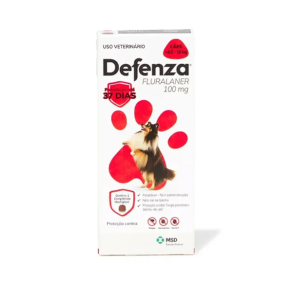Defnza Antipulgas e Carrapatos para Cães de 4,5 a 10kg 1 comprimido