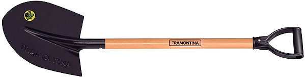 Pá Frankfurt Tramontina 454/00 em Aço com Cabo de Madeira 71 cm com Empunhadura Plástica Reta Ergonômica