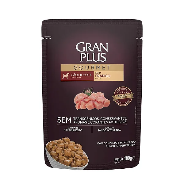 Sache  GranPlus Gourmet Cães Filhotes Frango 100 g