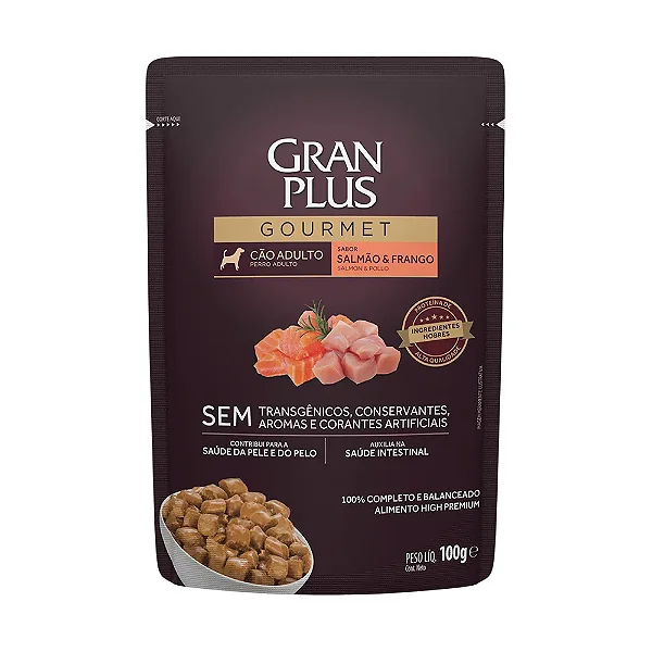 sache GranPlus Gourmet Cães Adultos Salmão e Frango 100 g