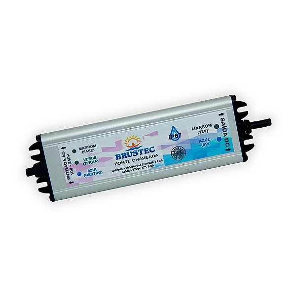 FONTE DE 3A 12V BLINDADA 36W-CONVERSOR ESTATICO DE CORRENTE ALTERNADA PARA CORRENTE CONTINUA, BASEADO EM TECNICA DIGITAL