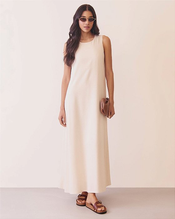 VCG 41399 Vestido Longuete De Linho
