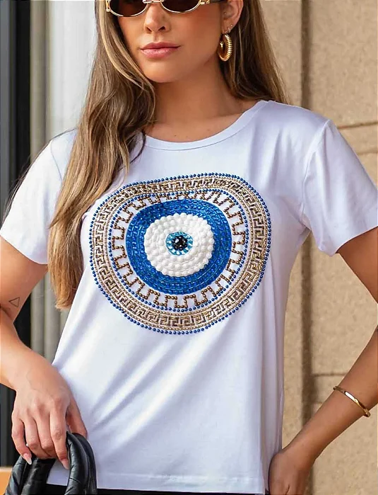 T-Shirt Bordada Mandala Pedraria