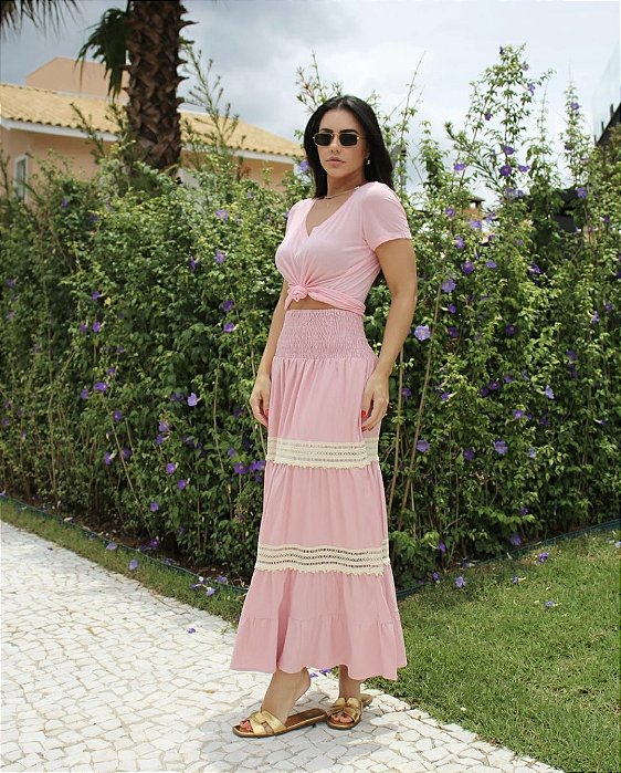 Saia Boho Rosa Gokarna