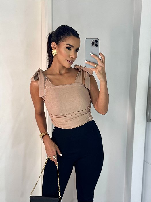 Blusa Cropped Stella Maris Franzido