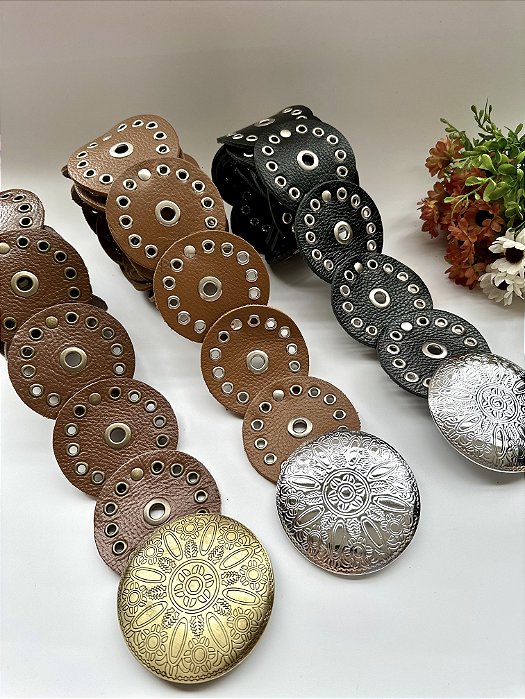 Cinto Couro Boho Bolas MC