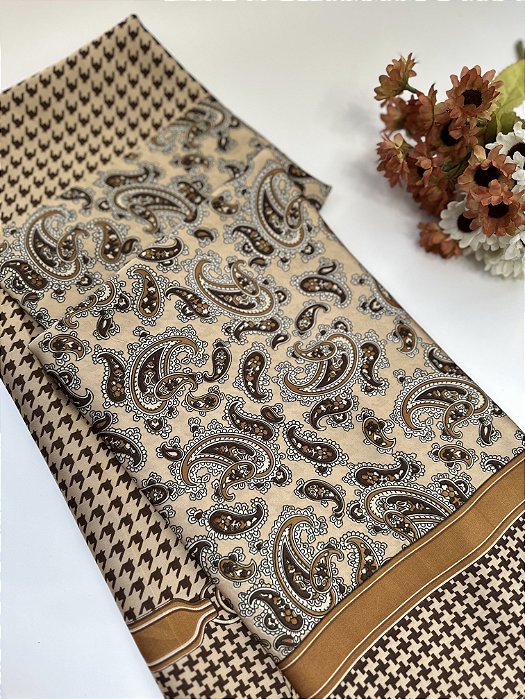 Lenço Estampado Marrom e Bege MDC