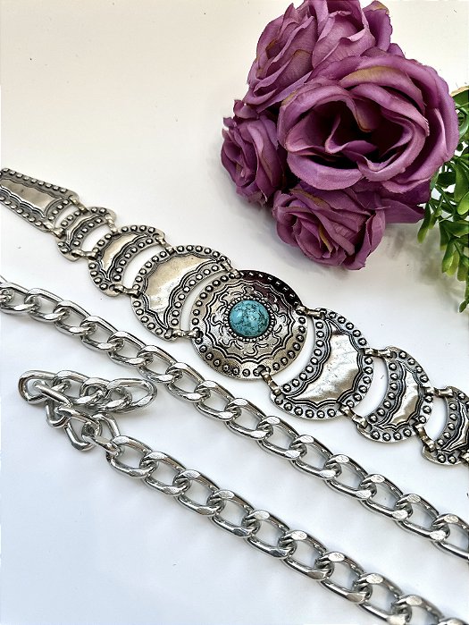 Cinto Correntaria Pedra Turquesa Max