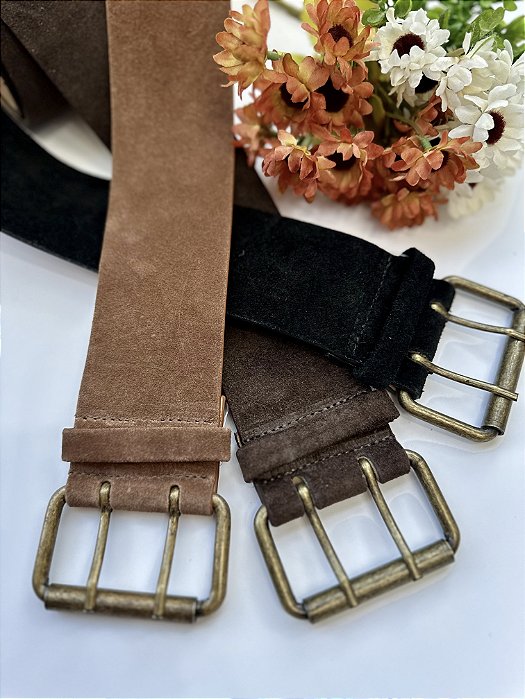 Cinto Couro Camurça Largo