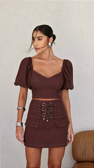 Conjunto Argola Marrom