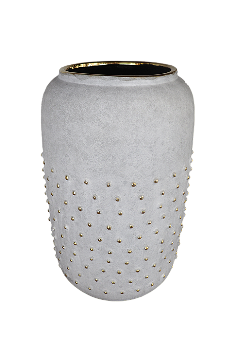 Vaso Em Ceramica Cinza e Dourado - Lucatti