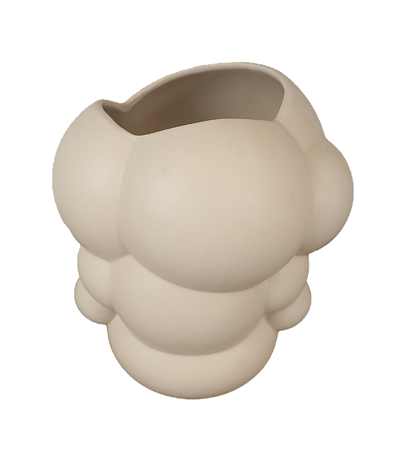 Vaso Bubble em Cerâmica Bege (Tamanho M) - Lucatti