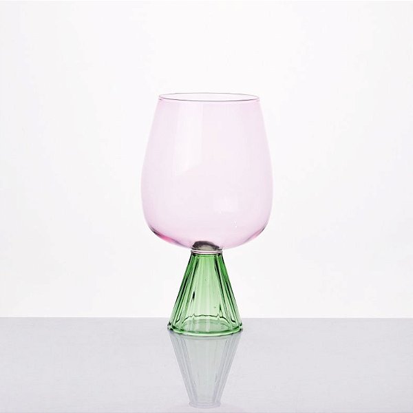 TAÇA ROSA E VERDE 630ML