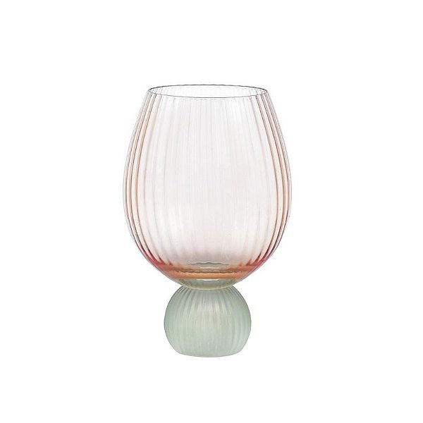 TAÇA AGUA COLORS 500ML LARANJA C/ VERDE