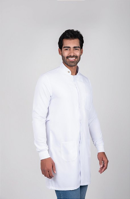 Jaleco Masculino Gabardine Gola Padre com Punho