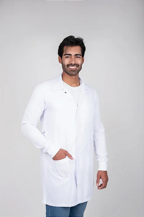 Jaleco Masculino Microfibra Gabardine Gola Blazer Com Punho