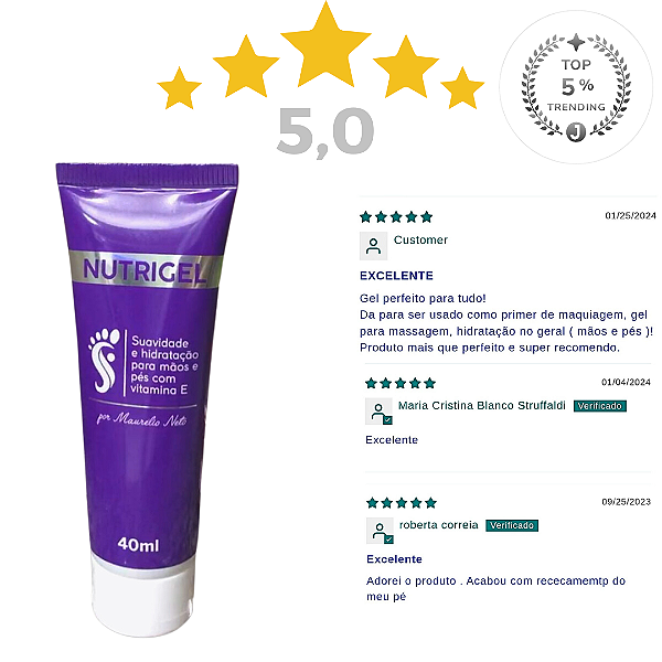 Nutrigel - Gel Hidratante para Mãos e Pés - Podólogo Maurélio Neto