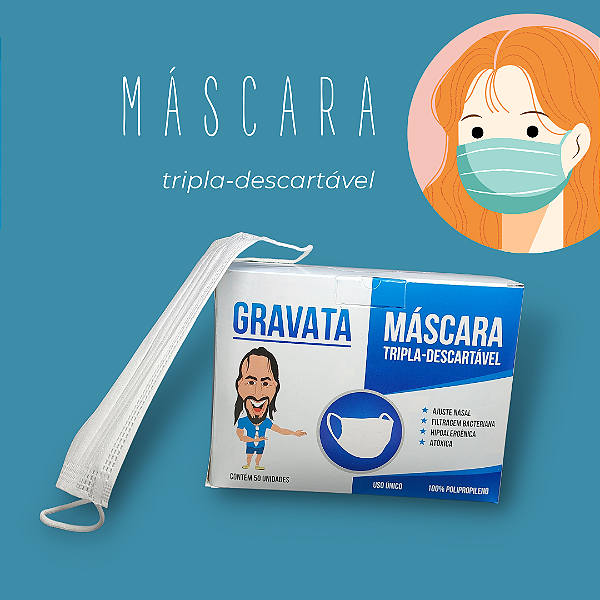 Máscara Descartável gravata - Tripla (OFERTA ESPECIAL)