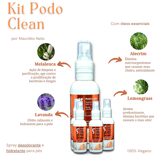 Kit Podoclean -(5) Unidades Desodorante para os Pés - 120ml (SUPER OFERTA)