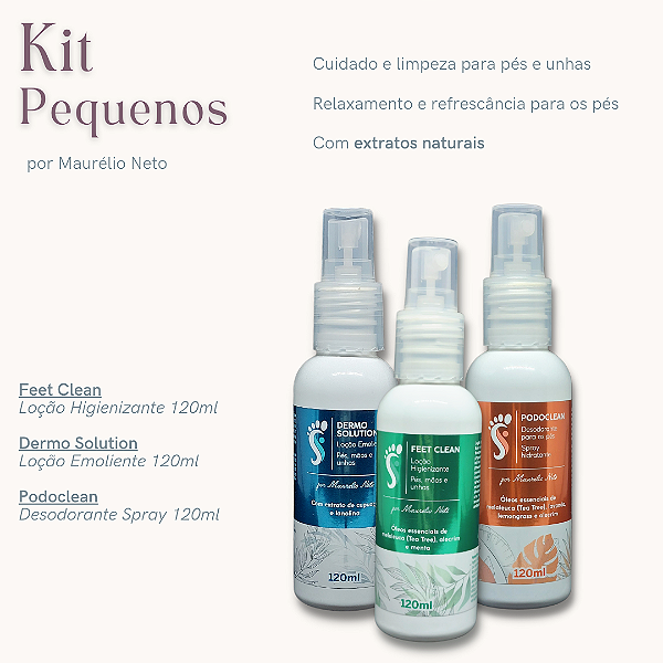Kit Pequenos Feet Clean, Dermo Solution e Podo Clean 120 ml