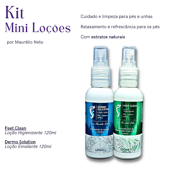 Kit Mini Loções (Super oferta) Lançamento Feet Clean e Dermo Solution 120ml