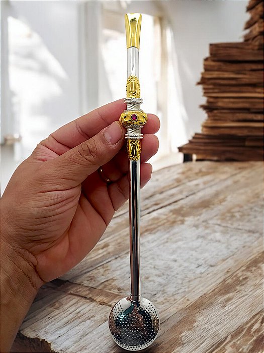 Bomba Chimarrão Prata  600 Ouro 12k