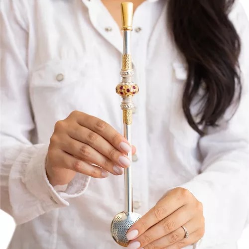 Bomba Chimarrão Prata 600 12 pedras