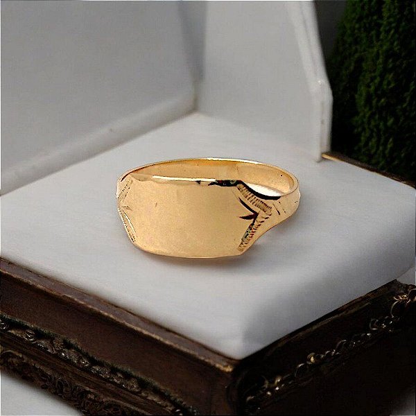 Anel Chapa/chapinha Infantil/bebê Para Gravar Em Ouro 18k 750