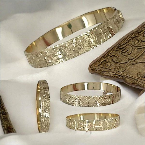 Pulseira Bracelete Algema Egípcia Ouro10k416 Garantia Eterna 12,5gr