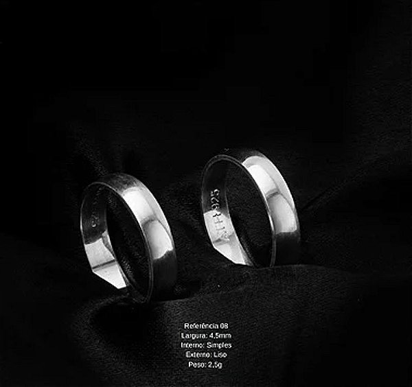 Par tradicional aliança Namoro Prata 925 Garantia Eterna Da Prata