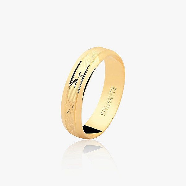 Aliança bodas de ouro, trabalhado no meio em x 5 mm 18k750 Garantia eterna