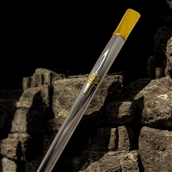 Bomba Chimarrão Inox Luxo com cruz Missioneira de Ouro