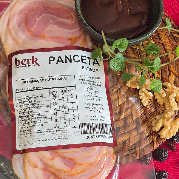 PANCETTA REDONDA DEFUMADA - FATIADA 200GR BERK CHARCUTARIA