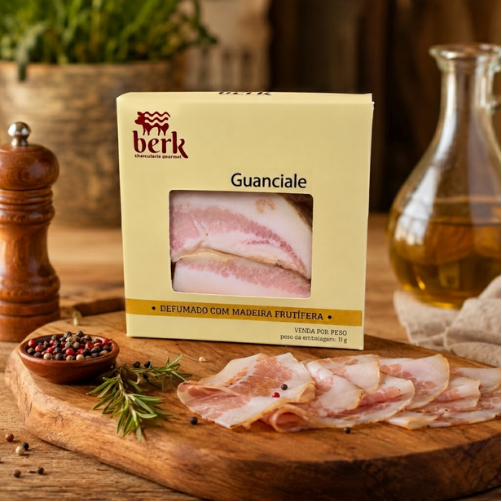 GUANCIALE CURADO E DEFUMADO SEM PELE PEDAÇO 150G PREMIUM
