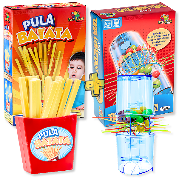 Kit 2 Brinquedos Infantis Tira Varetas + Pula Batata Divertido e Emocionante