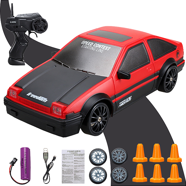 Carrinho De Controle Remoto 4x4 Drift Brinquedo De Criança Vermelho com LED - Envio Imediato