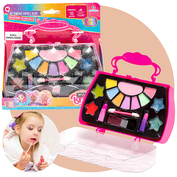Bolsa de maquiagem make brinq com sombras batom e gloss polibrinq Envio Imediato