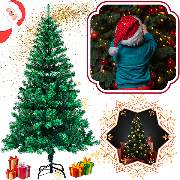 Arvore Pinheiro De Natal Tradicional 1,50 Metros 300 Galhos Cor Verde