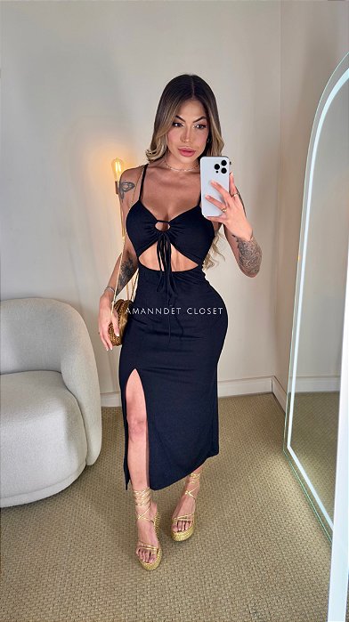 Vestido Mid Canelado