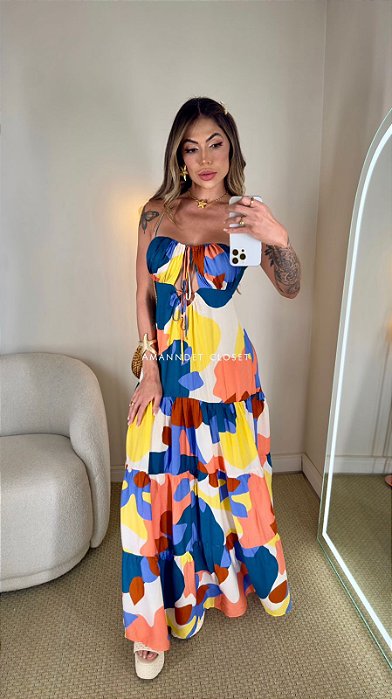 Vestido Longo estampado 5 estrelas