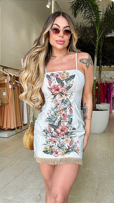 Vestido Linho Franjas 5 estrelas !