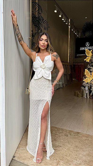 Vestido Longo Crochê Max Flor 5 Estrelas !